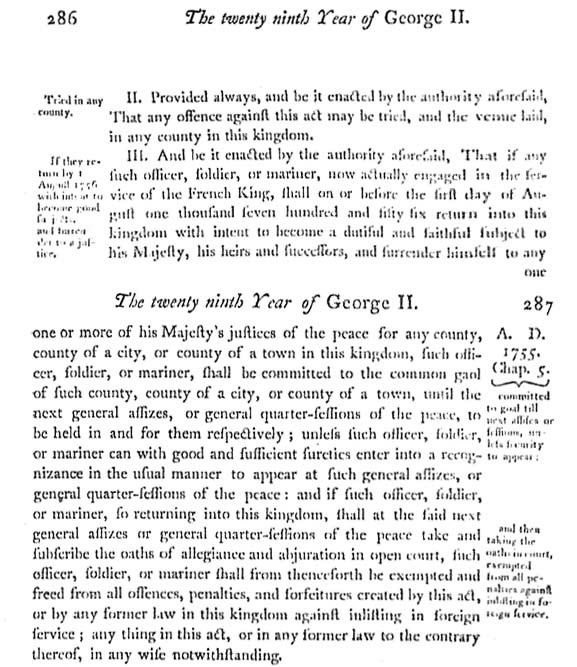 The Twenty Ninth Year of George II - Chap. V. - 286 - 287