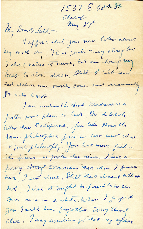 Clarence Darrow to Mr. Watt, May 24, ???? page one