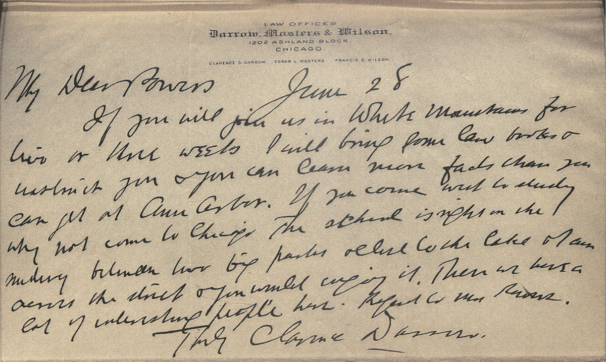 Clarence Darrow to Reverend L. M. Powers, Jun 28, ????