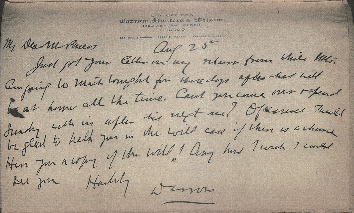 Clarence Darrow to Reverend L. M. Powers, Aug 25, ????