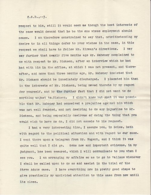 Edmond F. Richardson to Clarence Darrow, November 1, 1906 page three