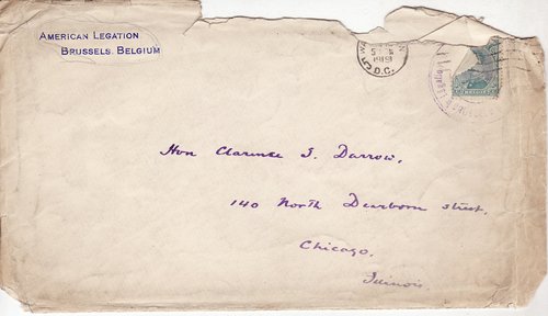 Brand Whitlock to Clarence Darrow, July 17, 1919, envelope front