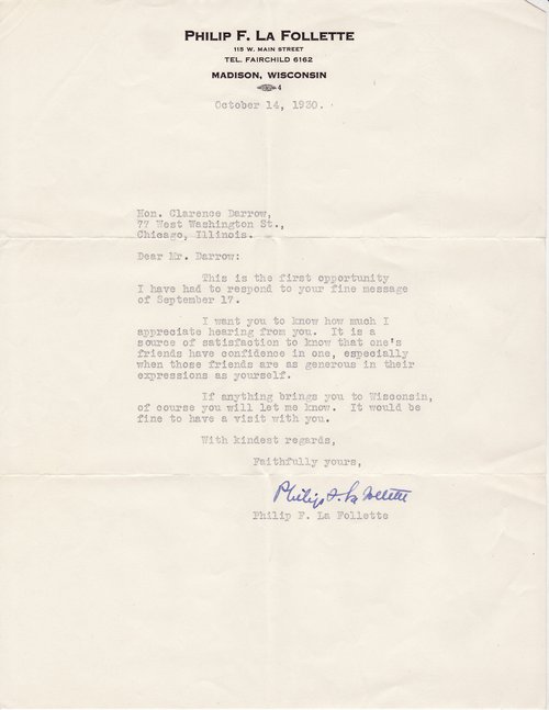 Richard Bennett to Clarence Darrow, December 10, 1932