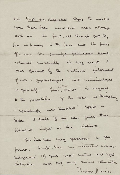 Theodore Dreiser to Clarence Darrow, February 1, 1926, page two