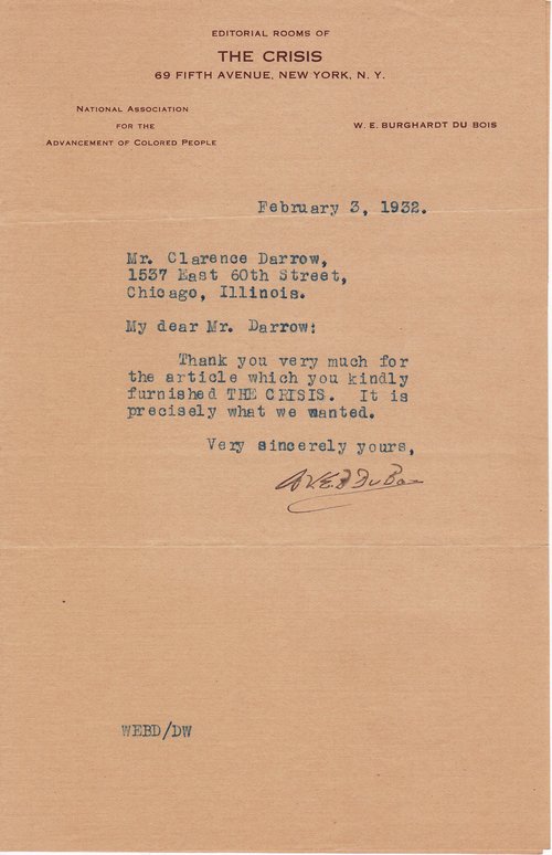 Oscar De Priest to Clarence Darrow, December 21, 1931, Separate Letter One