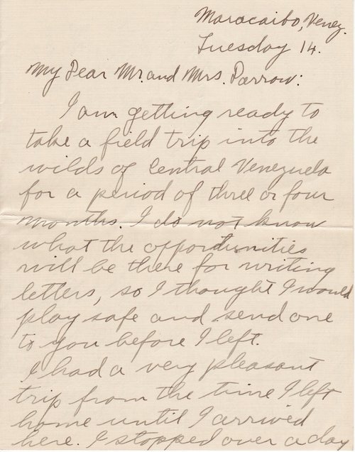 John Thomas Scopes to Clarence Darrow, February 14, 1927, page one