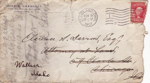 Charles W. Chesnutt to Clarence Darrow, February 8, 1907, envelope