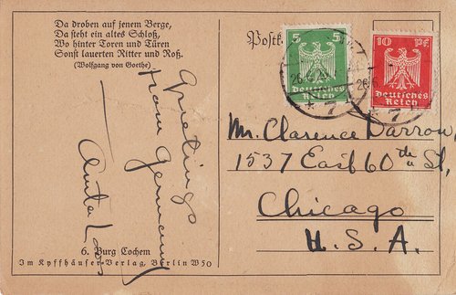 Anita Loos to Clarence Darrow, June 6, 1926