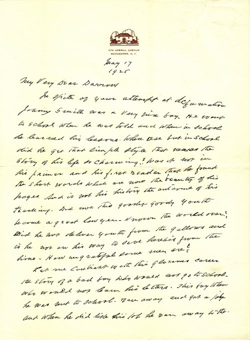 Algernon Sidney Crapsey to Clarence Darrow, December 30, 1924