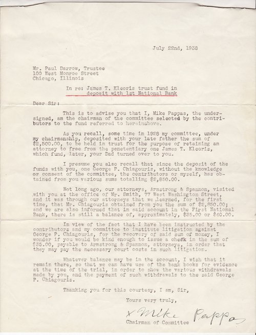 A. George Spannon to Paul Darrow, July 22, 1938