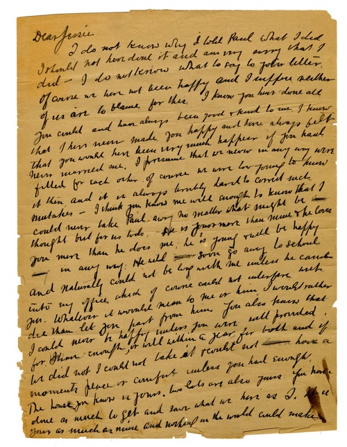 Clarence Darrow to Jessie Ohl Darrow, January 8, 1896 page one