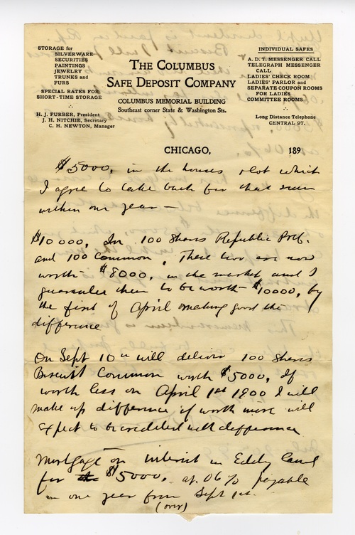 Clarence Darrow to Jessie Ohl Darrow, July 7, 1899 page one