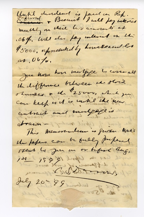 Clarence Darrow to Jessie Ohl Darrow, July 7, 1899 page two