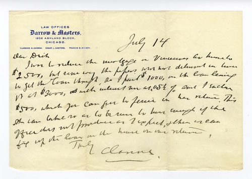 Clarence Darrow to Mr. Dick, July 14, ????
