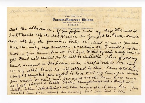 Clarence Darrow to Jessie Ohl Darrow, May 21, 1906 page three