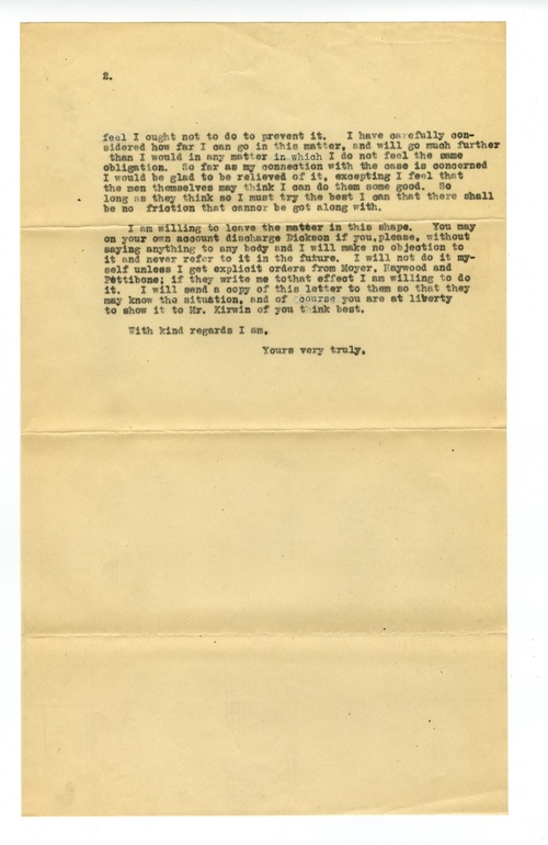 Clarence Darrow to Richardson, Edmond F., November 5, 1906 page two