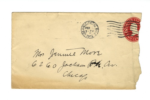 Clarence Darrow to Jennie Darrow Moore, February 4, 1912, envelope