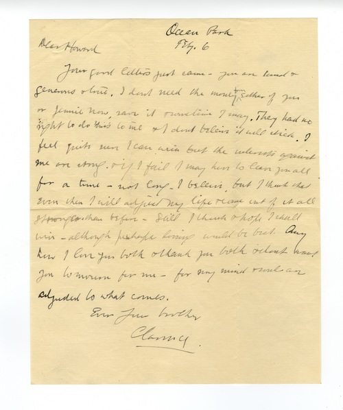 Clarence Darrow to Howard J. Moore, February 6, 1912