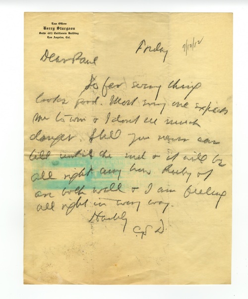 Clarence Darrow to Paul Darrow, July 12, 1912