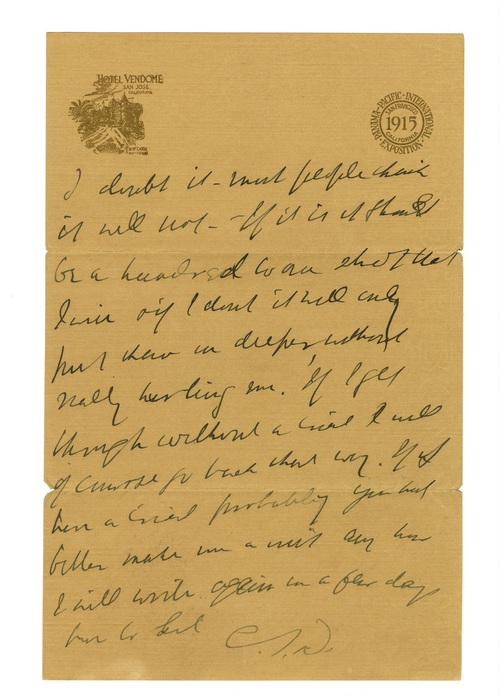 Clarence Darrow to Paul Darrow, September 4, 1912, page two