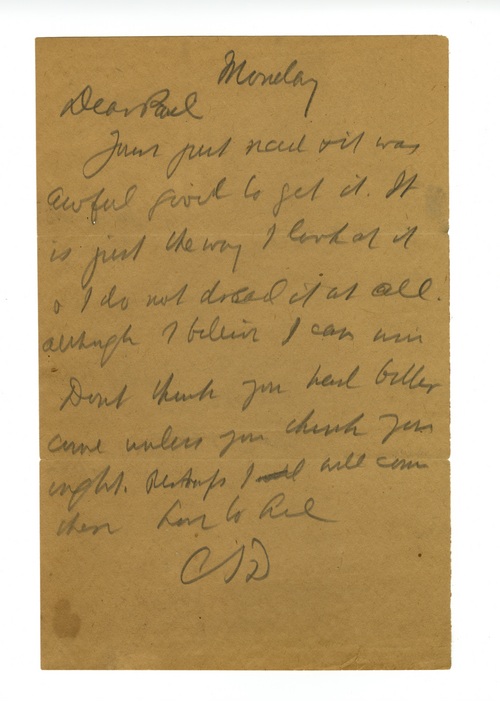 Clarence Darrow to Paul Darrow, Letter written in either 1912 or 1913.