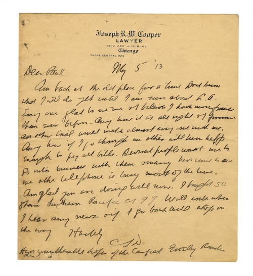 Clarence Darrow to Paul Darrow, May 5, 1913