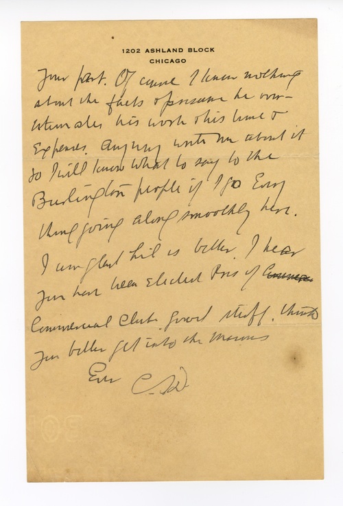 Clarence Darrow to Paul Darrow, October 23, 1913, page two