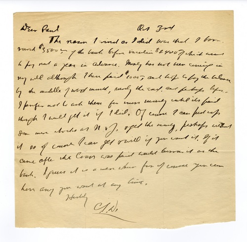 Clarence Darrow to Paul Darrow, October 3, ????