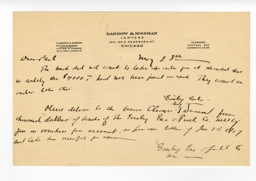 Clarence Darrow to Paul Darrow, May 28, 1917, page one