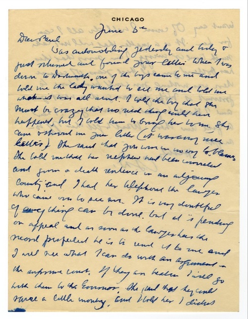 Clarence Darrow to Paul Darrow, June 5, 1927, page one