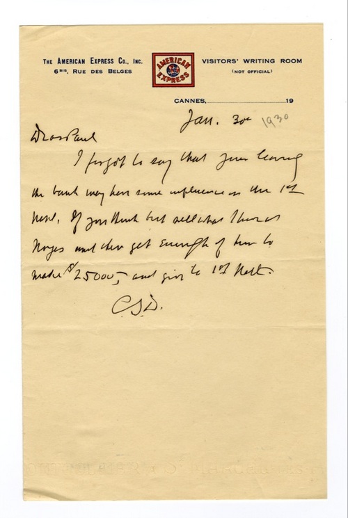 Image 1 of letter from   Clarence Darrow to   Paul Darrow