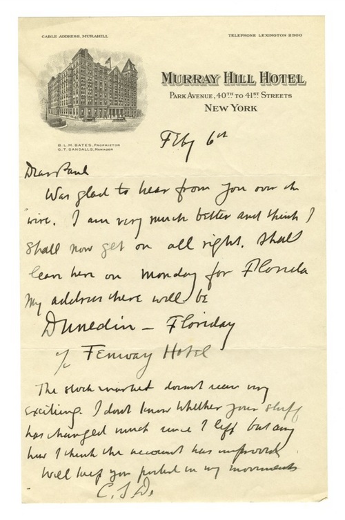 Image 1 of letter from   Clarence Darrow to   Paul Darrow