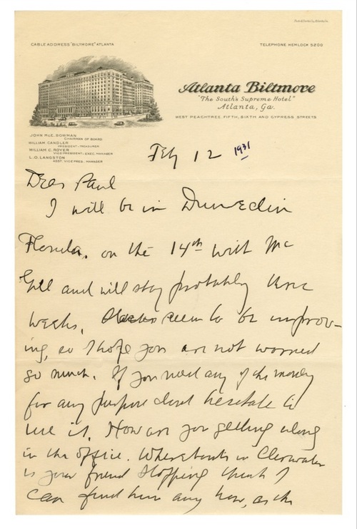 Image 1 of letter from   Clarence Darrow to   Paul Darrow