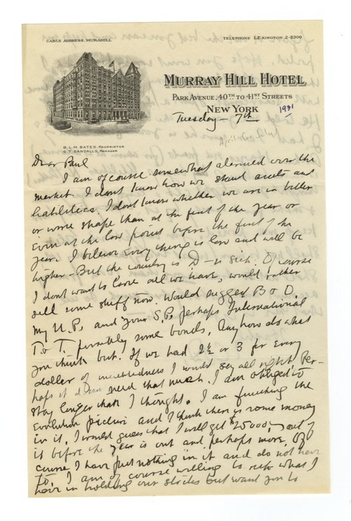 Image 1 of letter from   Clarence Darrow to   Paul Darrow