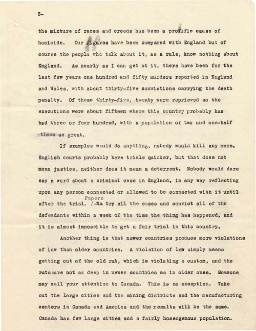 Clarence Darrow to William Ewing, January 23, 1928, page eight