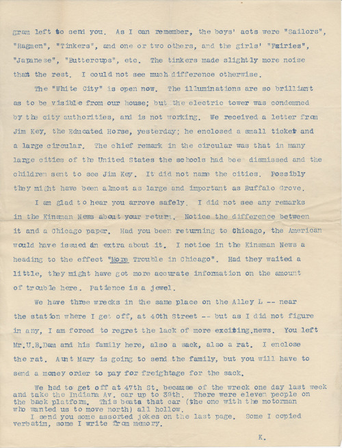 Karl K. Darrow to Ruby J. Splitstone, May 30, 1905, page two