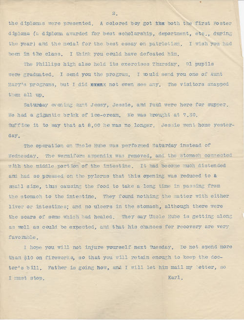 Karl K. Darrow to Ruby J. Splitstone, June 28, 1905, page two