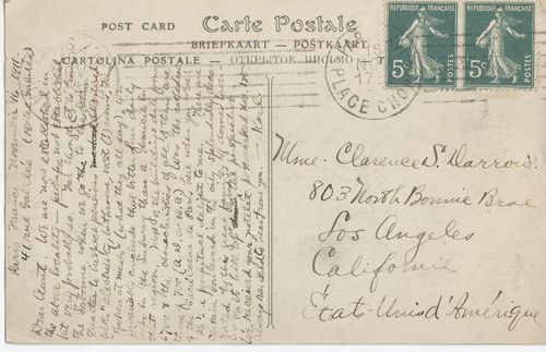 Karl K. Darrow to Ruby Darrow, November 16, 1911, postcard back