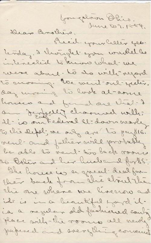 Mary Elizabeth Darrow to Unknown, June 29, 1884, page one