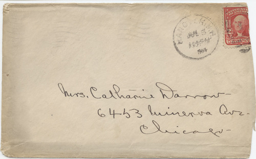 Mary Elizabeth Darrow to Catherine Donahue Darrow, July 6, 1904, envelope front