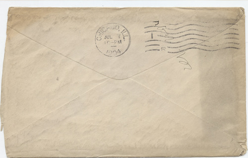 Mary Elizabeth Darrow to Catherine Donahue Darrow, July 6, 1904, envelope back