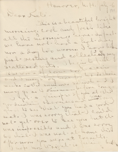 Mary Elizabeth Darrow to Catherine Donahue Darrow, July 6, 1904, page one