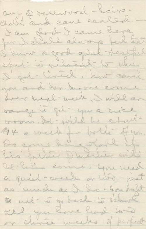 Mary Elizabeth Darrow to Jennie Darrow Moore, August 12, 1905, page four