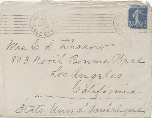 Helen Kelchner Darrow to Ruby Darrow, November 30, 1911, envelope