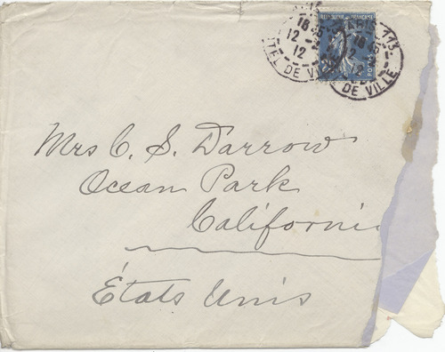 Helen Kelchner Darrow to Ruby Darrow, February 12, 1912, envelope