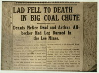 Newspaper clipping about Teenager Killed in Coal Breaker
