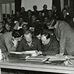 Defense team at Dachau confers