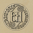 “B H” ex-libris with the motto “Caritate Humanitate” 