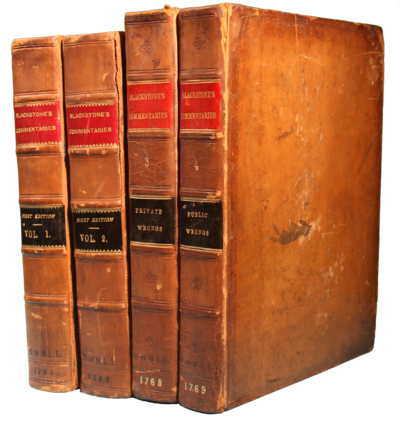 Four volumes of Blackstone's Commentaries on the Laws of England